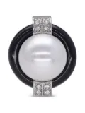Kenneth Jay Lane Vintage 1970s Pearl Ring - Silver