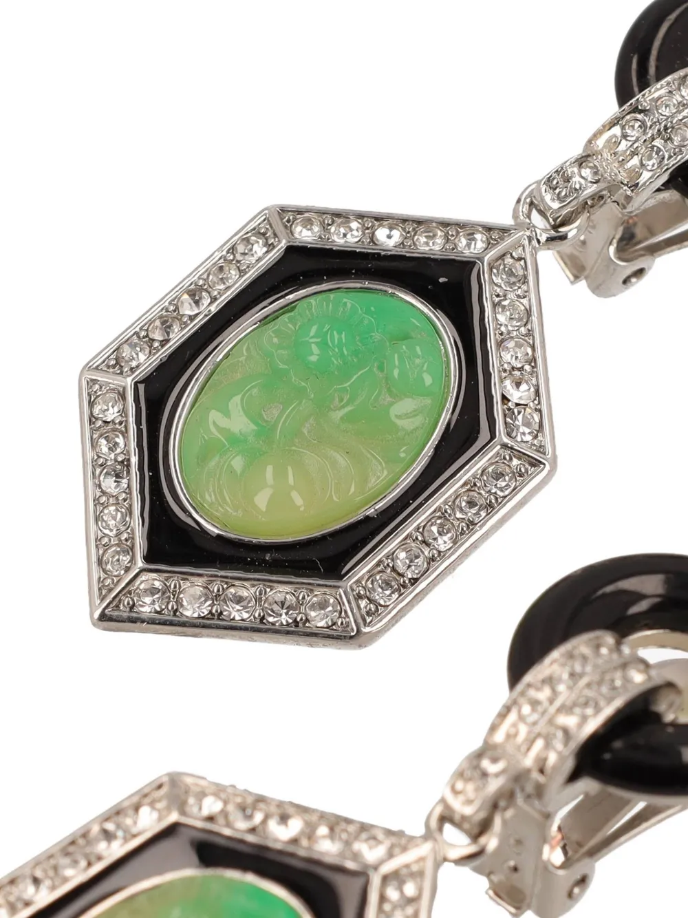 Kenneth Jay Lane Vintage Jade clip-on earrings - Zilver