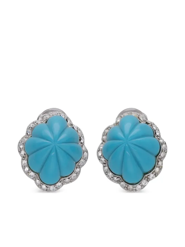 Kenneth Jay Lane Vintage crystal-embellished Earrings Silver