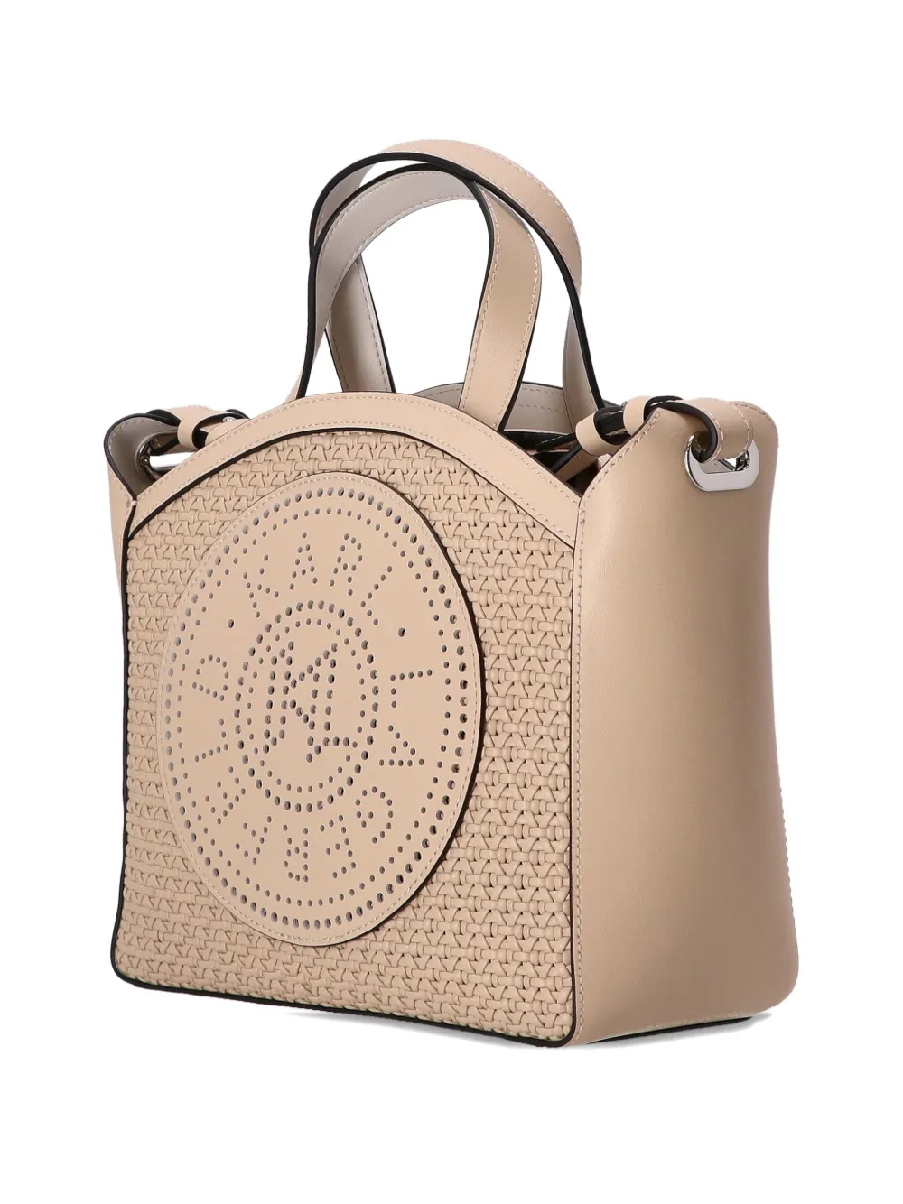 Karl Lagerfeld Shopper met geperforeerd logo Beige