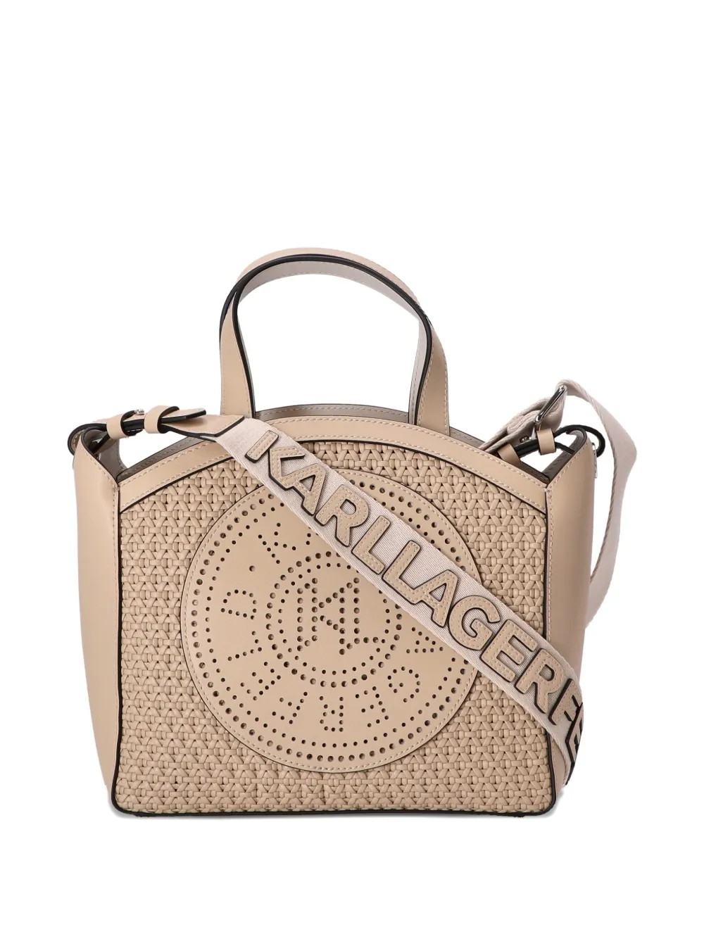 Karl Lagerfeld Shopper met geperforeerd logo Beige