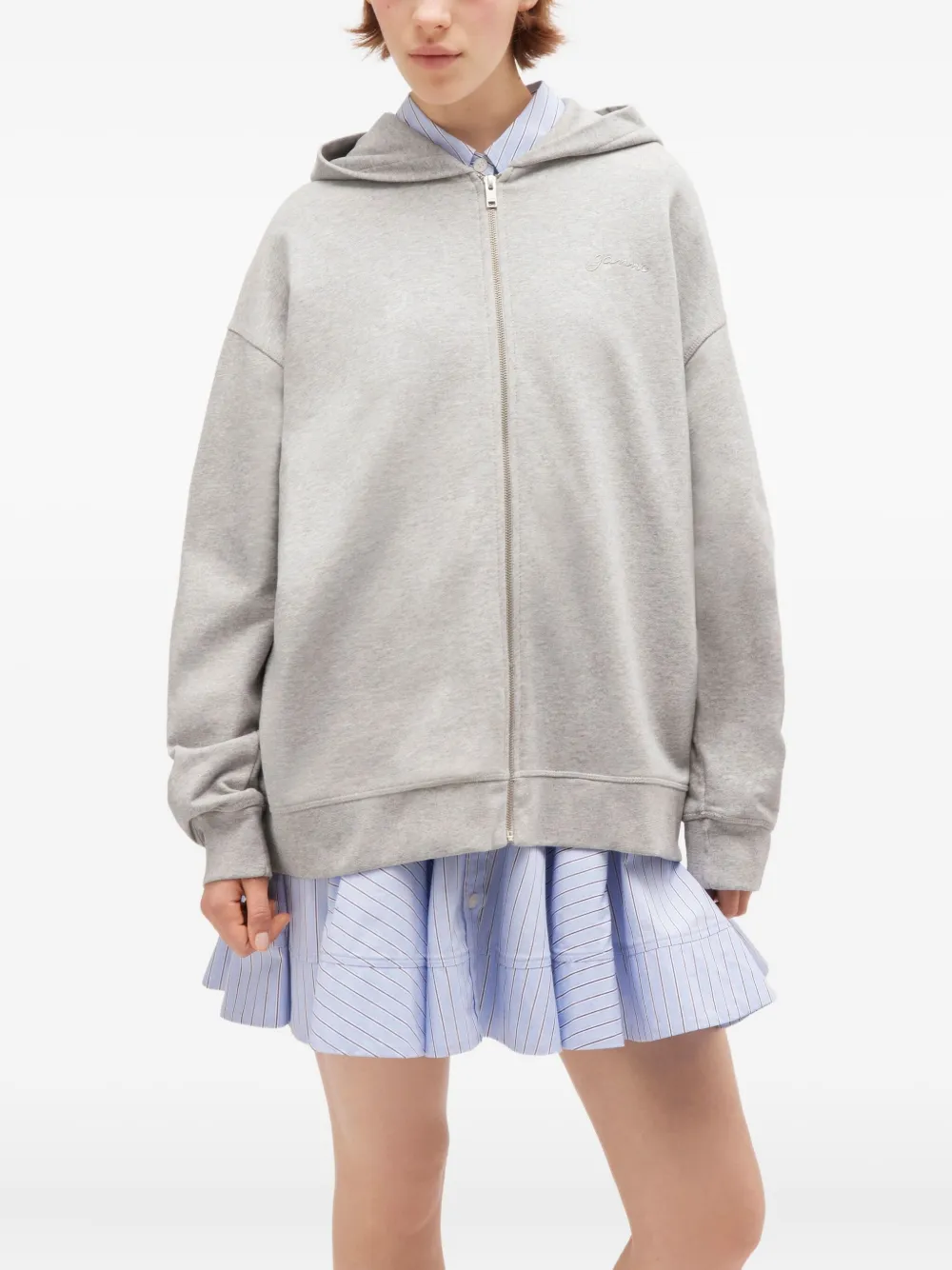 GANNI teddy zip hoodie Grijs
