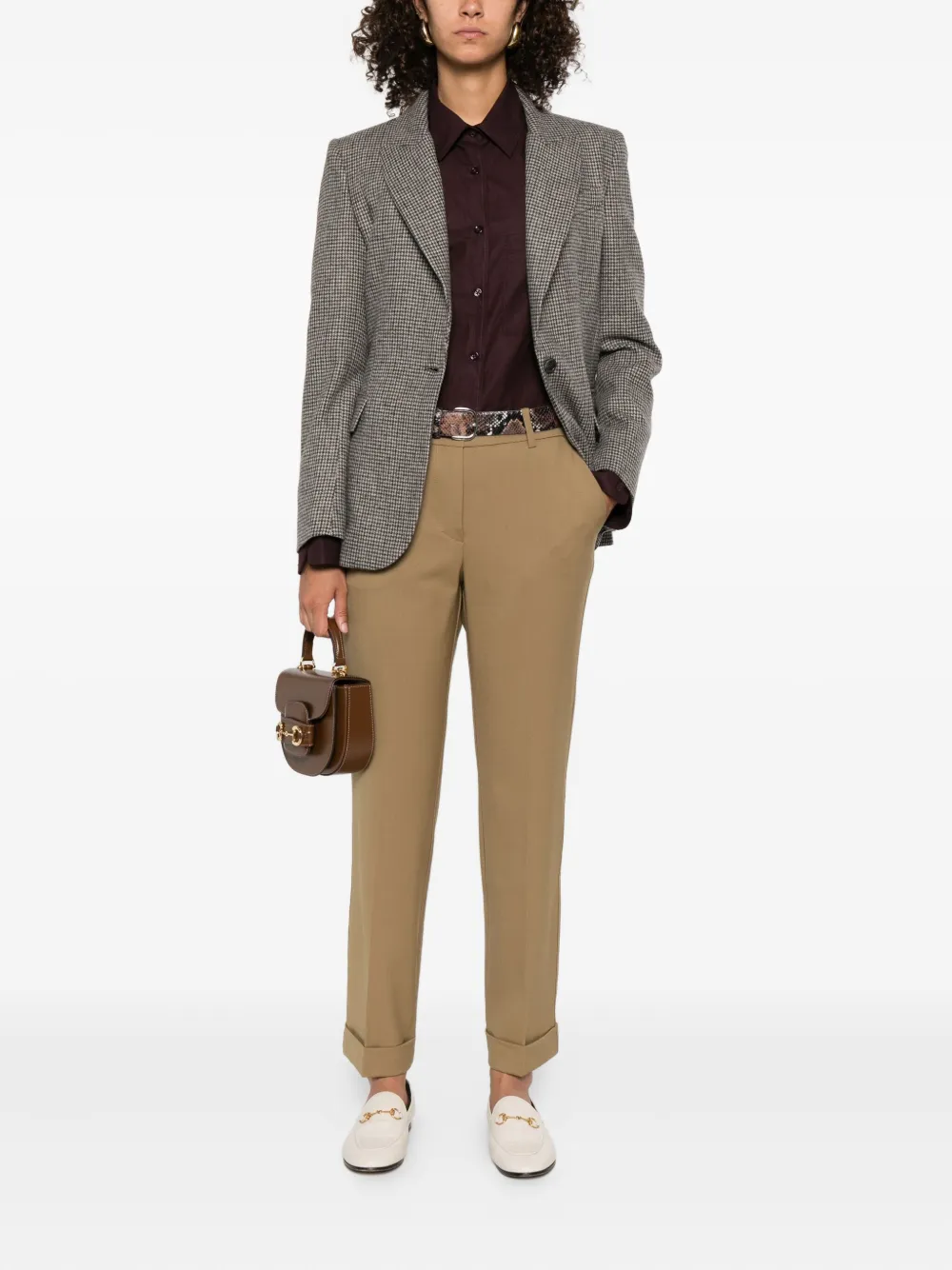 P.A.R.O.S.H. houndstooth single-breasted blazer Beige