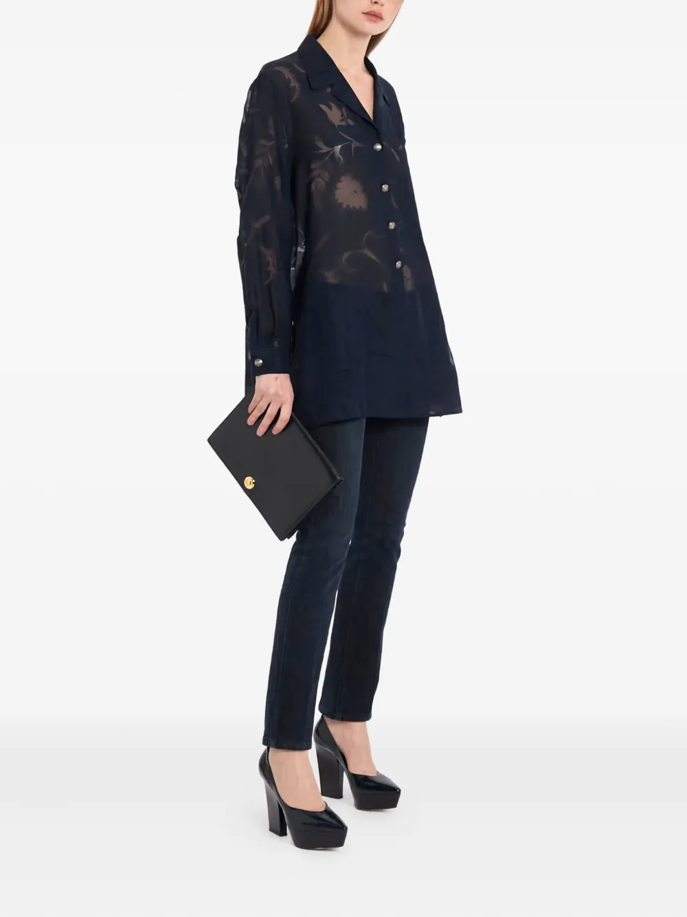 Escada Pre-Owned 1990s floral-jacquard shirt | Image 2