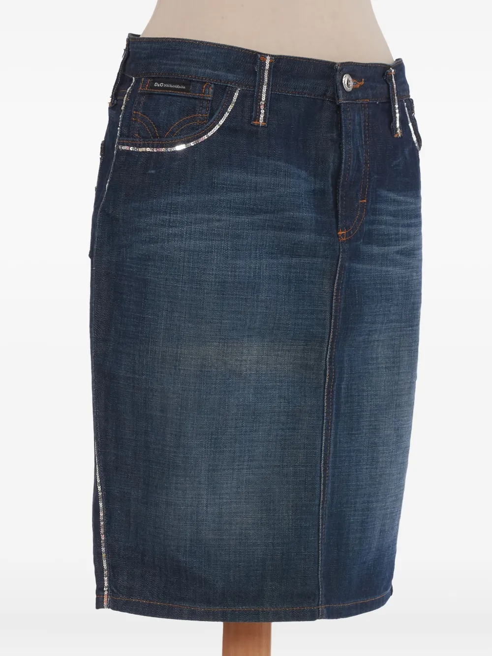 Pre-owned D&g Vintage Denim Midi Skirt