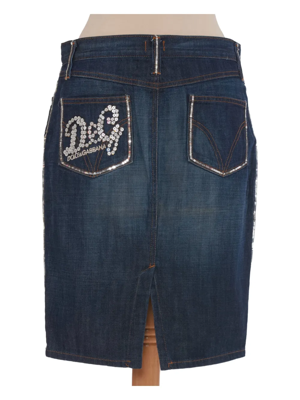 Pre-owned D&g Vintage Denim Midi Skirt