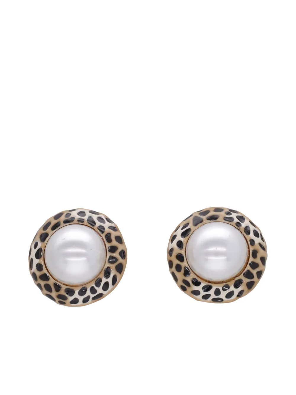 Pre-owned Kenneth Jay Lane Vintage Animal-print Clip-on Earrings