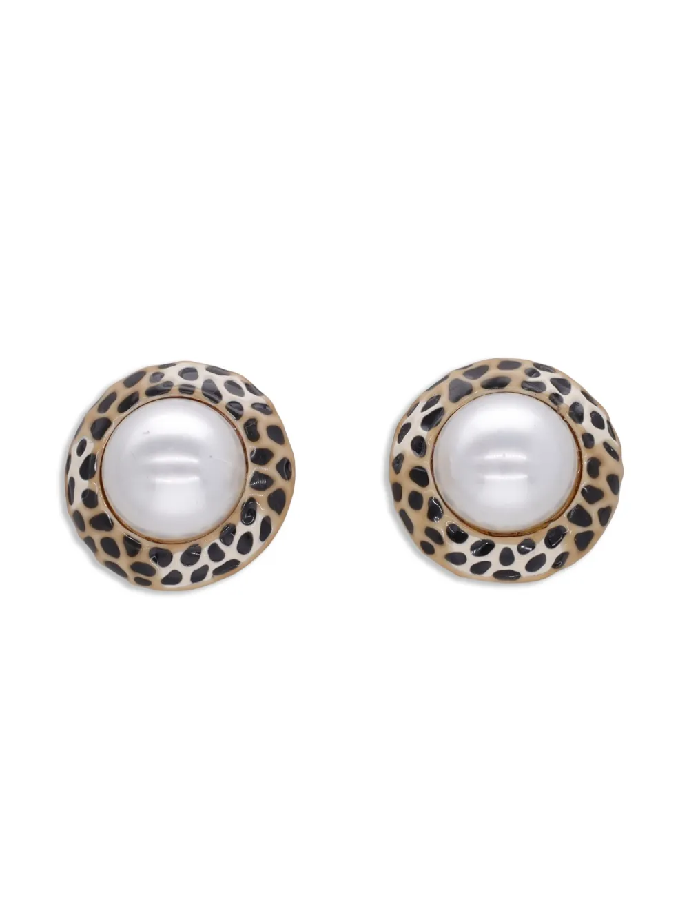 animal-print clip-on earrings