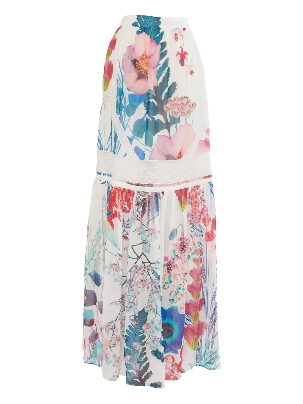 floral-print silk skirt