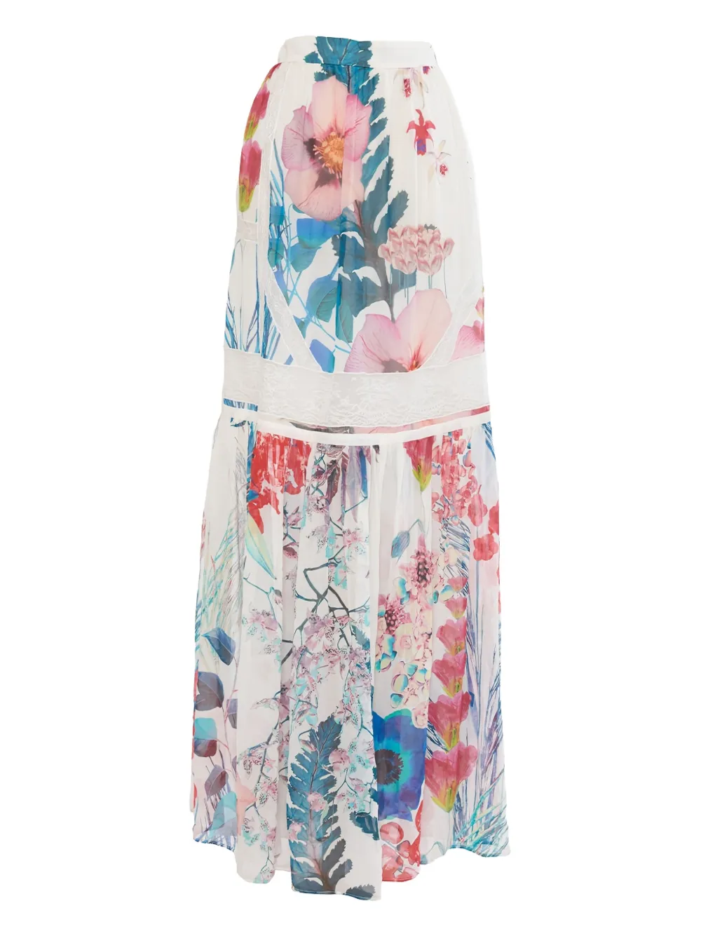 Roberto Cavalli Vintage floral-print silk skirt - Wit