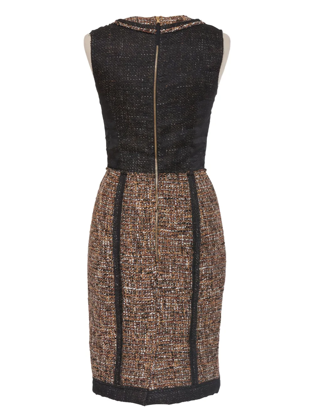 D&G Vintage Tweed jurk van zijde-wolblend - Bruin