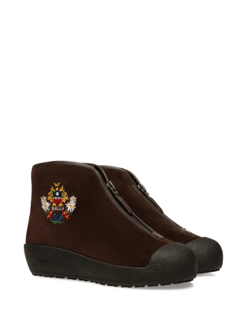 Bally embroidered-crest suede boots | Brown | Image 1