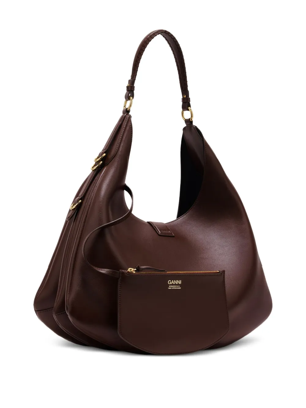 Ganni Large Kat Tote Bag In Brown