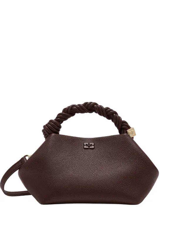 Ganni Small Bou Twisted-handle Tote Bag in Brown