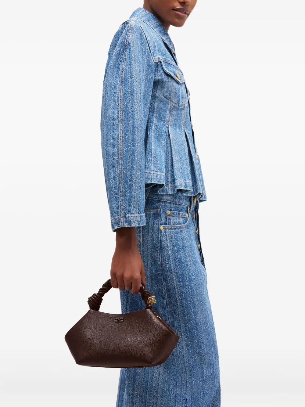 GANNI small Bou twisted-handle tote bag - Bruin
