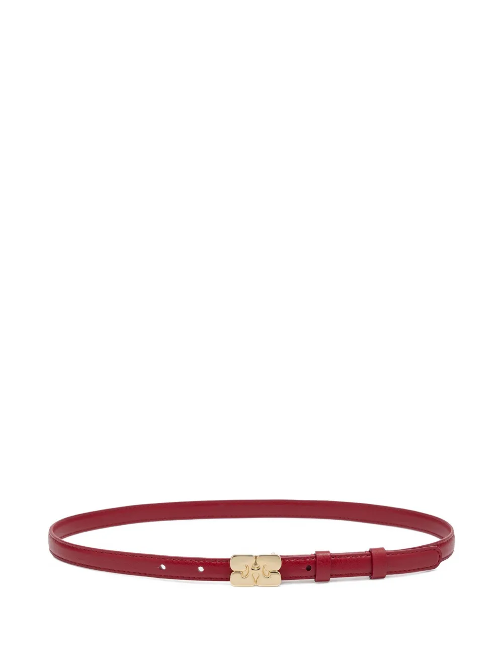 Ganni Kat Logo-buckle Leather Belt In Red