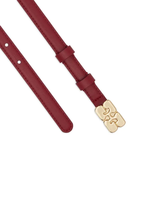 GANNI Kat logo-buckle Leather Belt | Red | FARFETCH display picture 2
