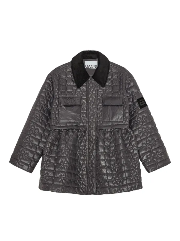 Ganni Quilted Jacket in Brown