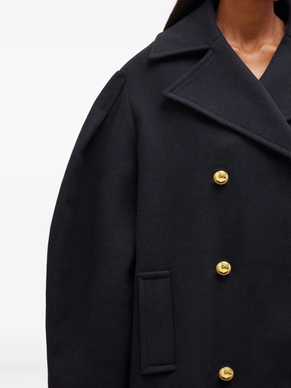 GANNI Jas met dubbele rij knopen en ballonmouwen Blauw