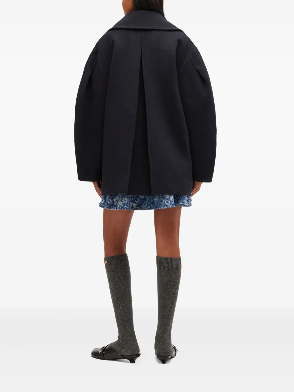 GANNI Jas met dubbele rij knopen en ballonmouwen Blauw