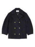 GANNI balloon-sleeve double-breasted coat - Blue