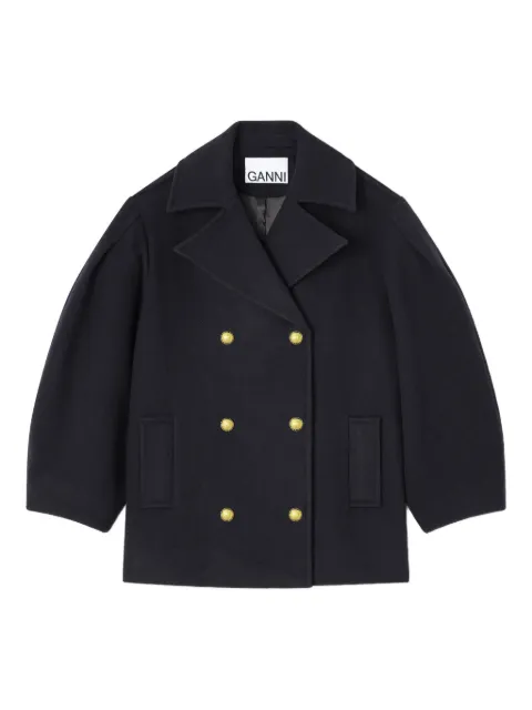 GANNI balloon-sleeve double-breasted coat