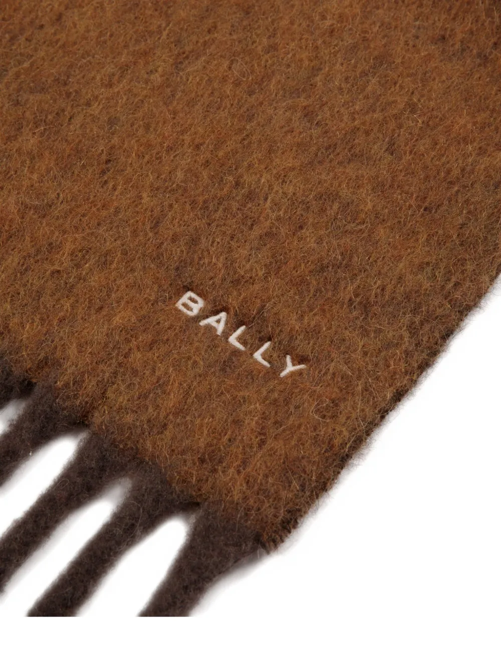 Bally Tweekleurige sjaal met geborduurd logo - Bruin