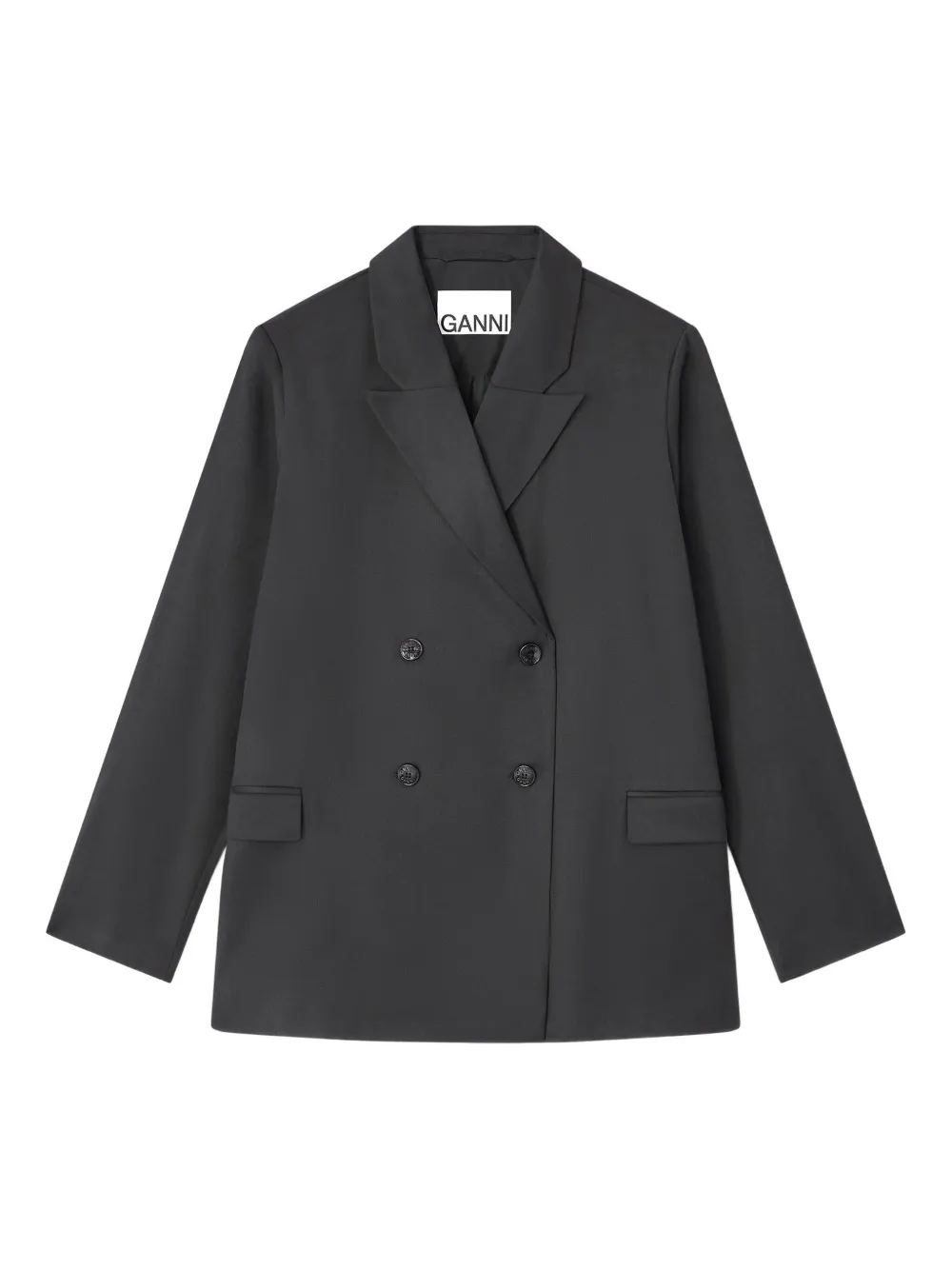 GANNI  Calendered double-breasted blazer | Grey | Image 1