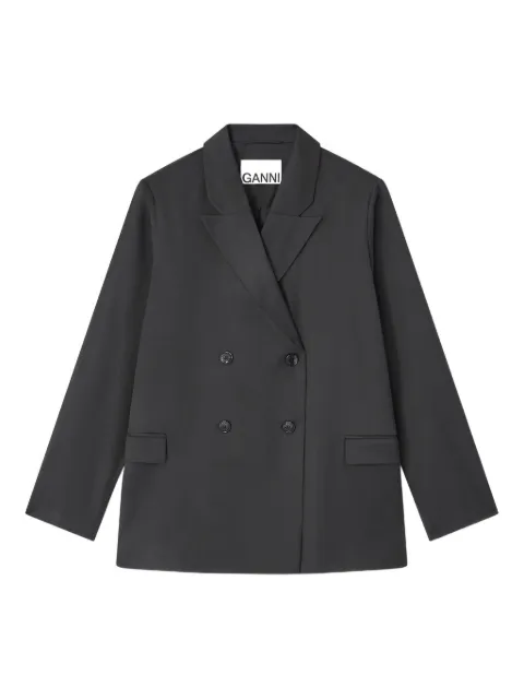 GANNI  Calendered double-breasted blazer