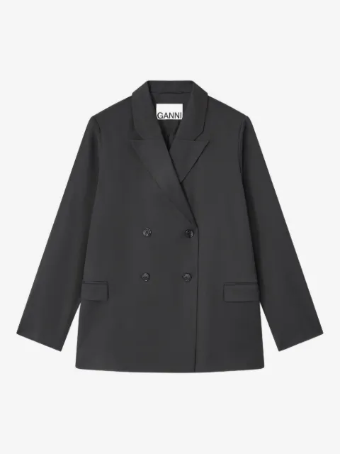 GANNI  Calendered double-breasted blazer