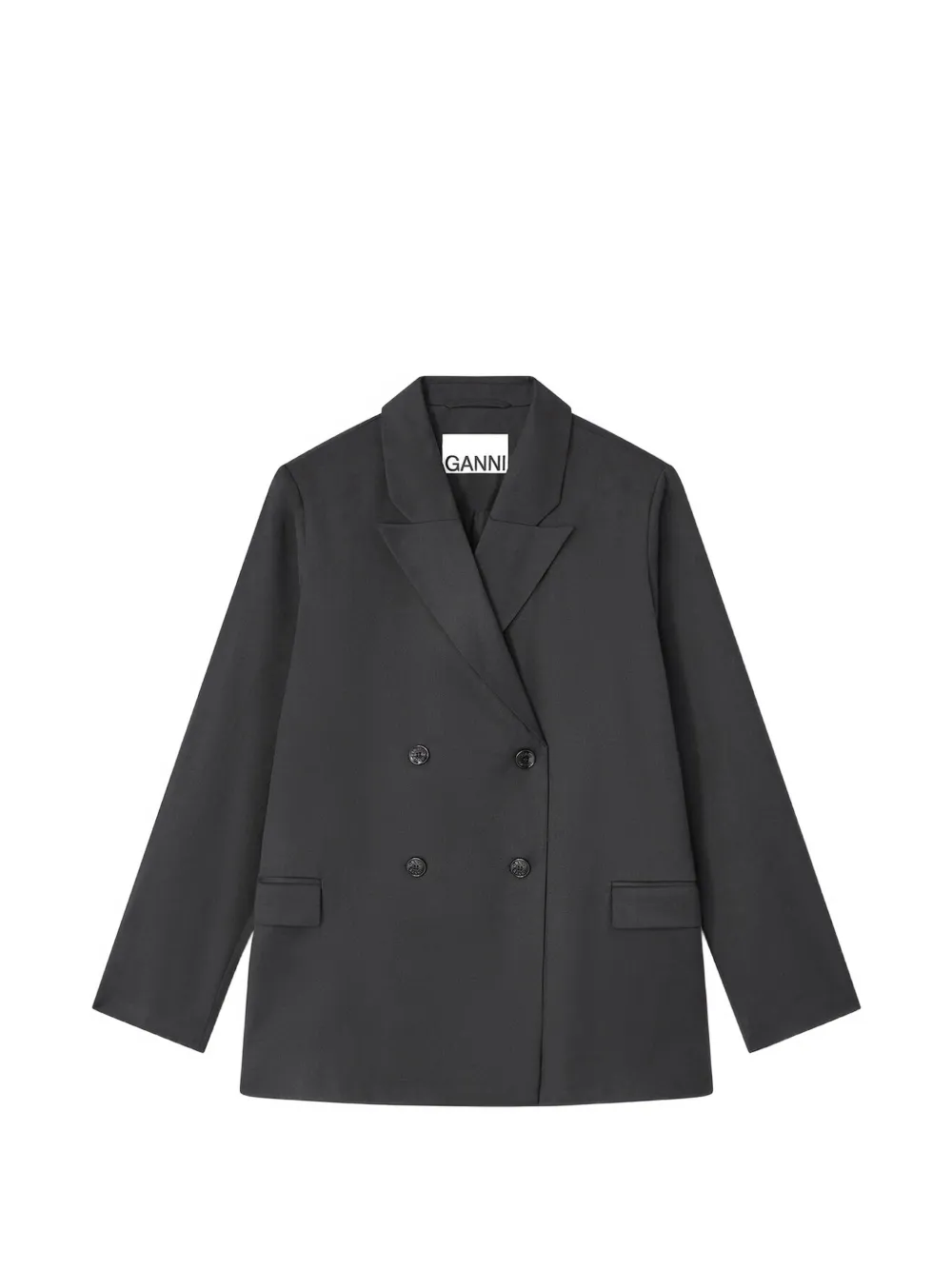 GANNI Calendered blazer met dubbele rij knopen Grijs