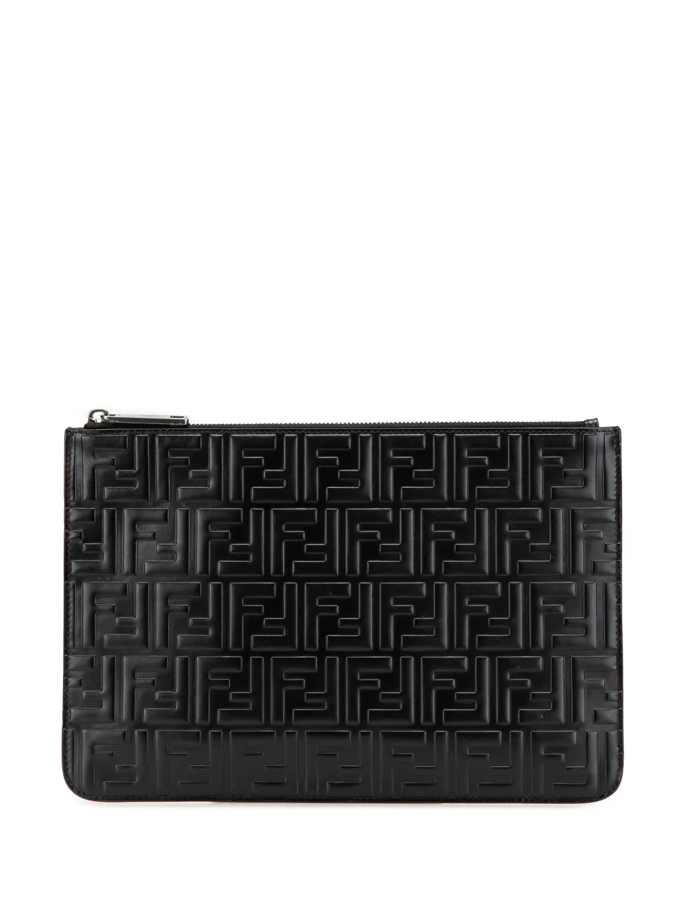 Fendi Pre-Owned 2010-2024 Zucca Embossed Leather Zip Pouch clutch bag | Black | Image 1