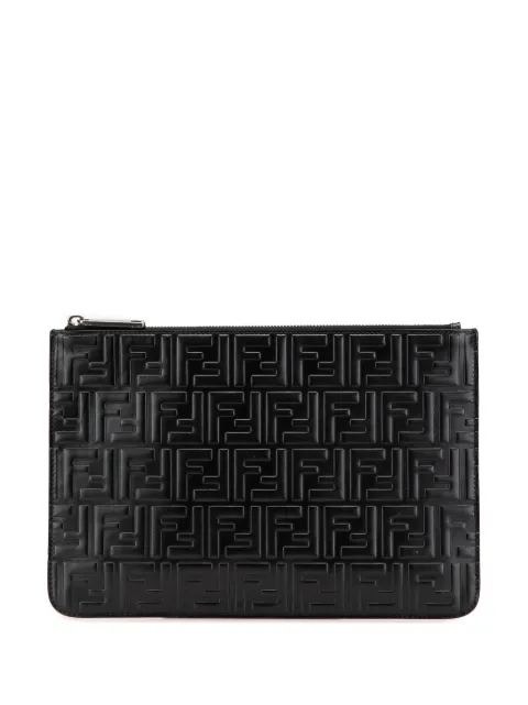 Fendi Pre-Owned 2010-2024 Zucca Embossed Leather Zip Pouch clutch bag
