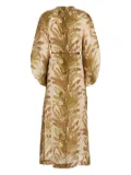 ZIMMERMANN Ascension leaf-print midi dress - Neutrals