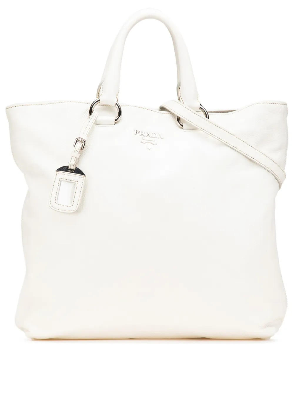 Prada Pre-Owned 2000-2024 Vitello Daino Open Convertible Tote satchel | White | Image 1