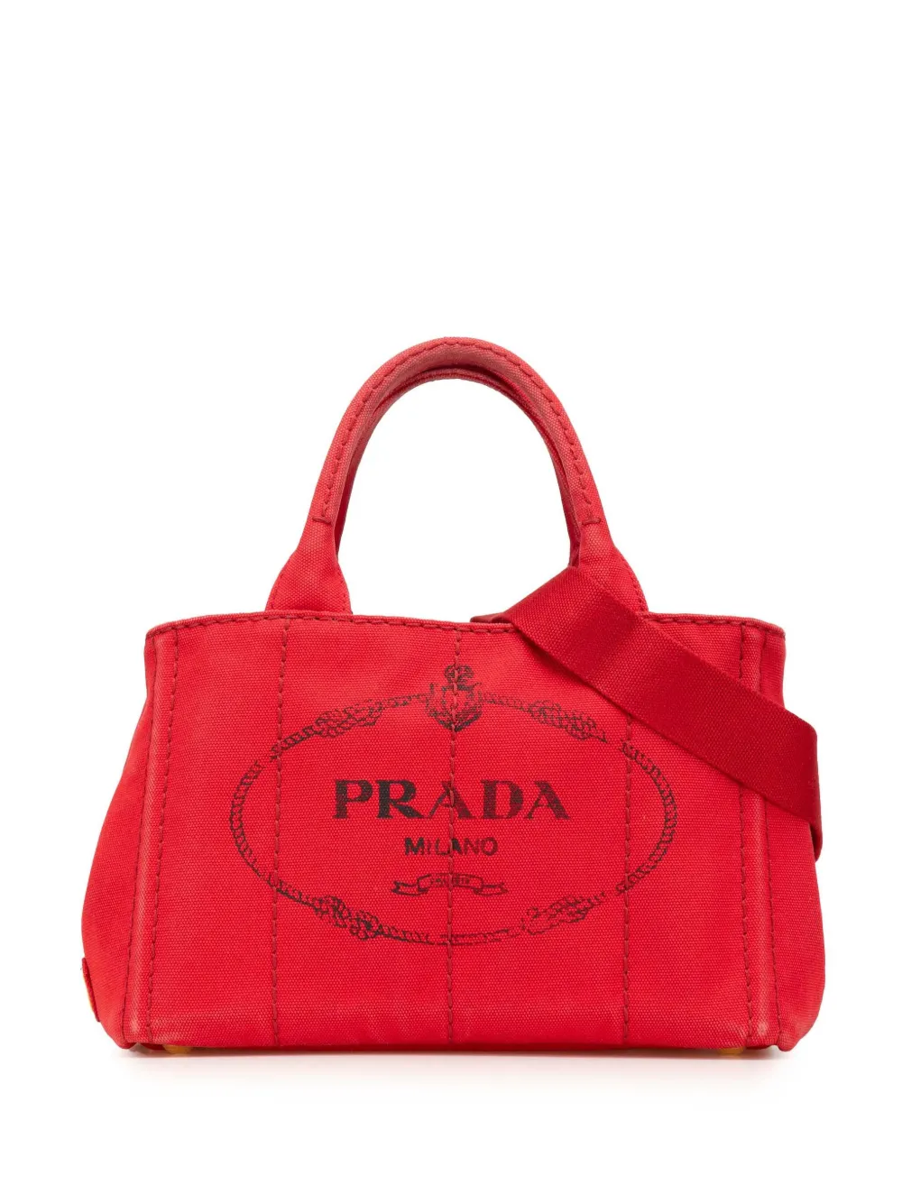 Prada Pre-Owned 2013-2024 Small Canvas Canapa Logo satchel | Red | Image 1