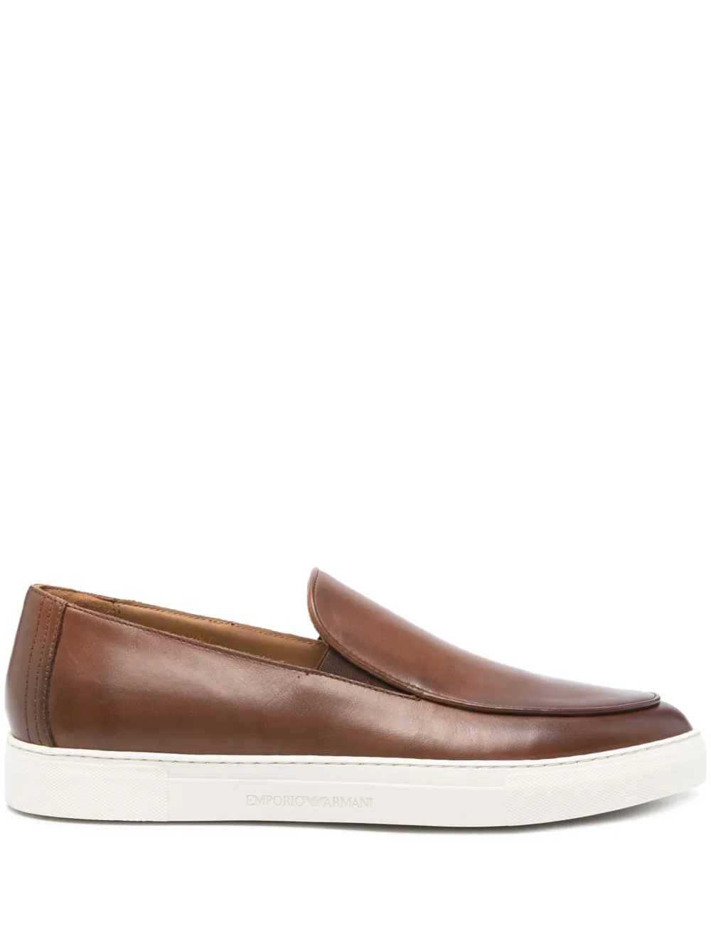 Emporio Armani leather sneakers Brown