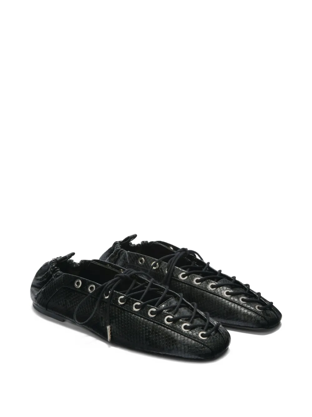 GANNI eyelets lace-up ballet flats - Zwart