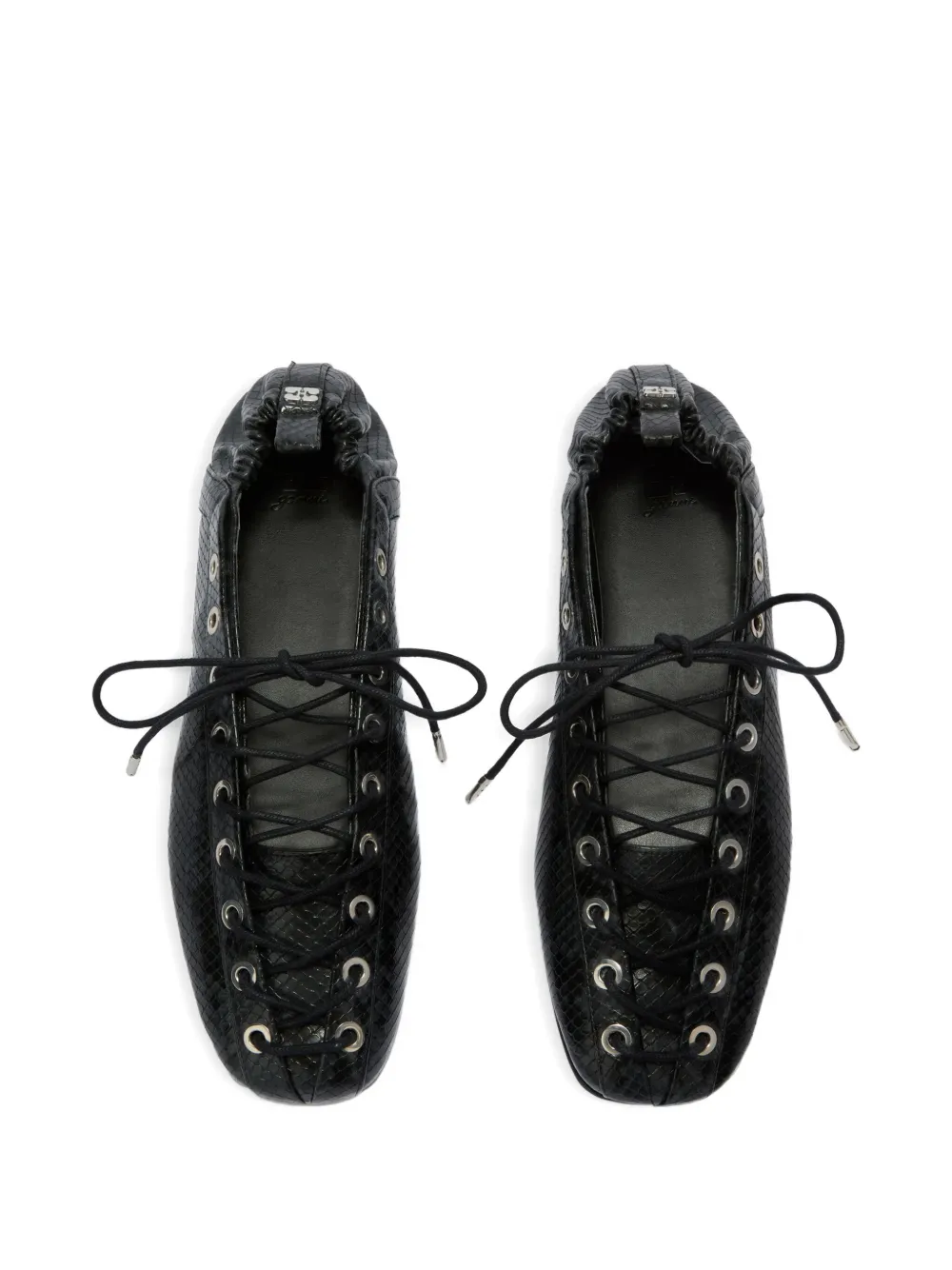 GANNI Eyelets ballerina's met veters Zwart