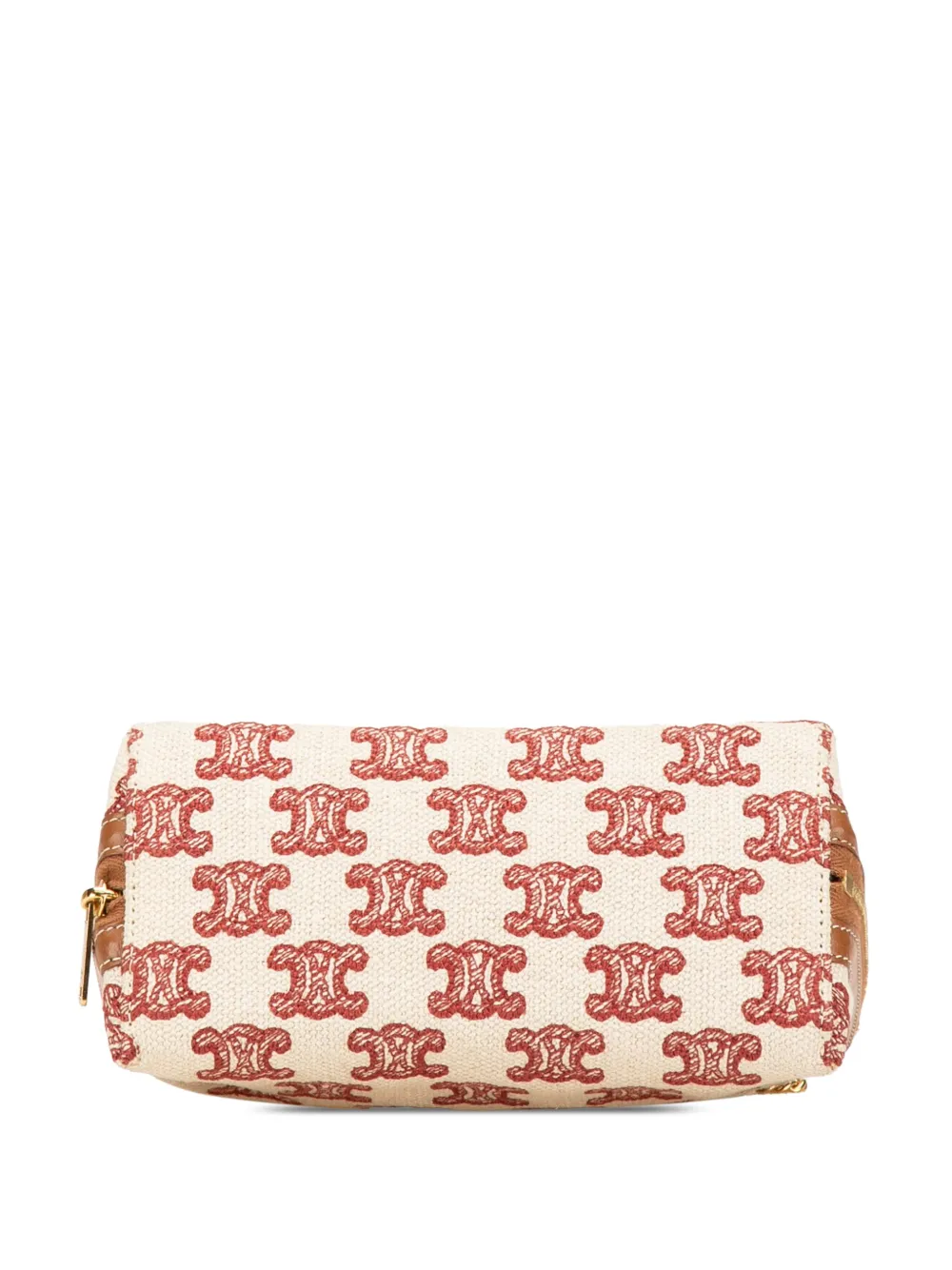 Pre-owned Celine 2020 Triomphe Embroidered Canvas Clutch On Chain Crossbody Bag