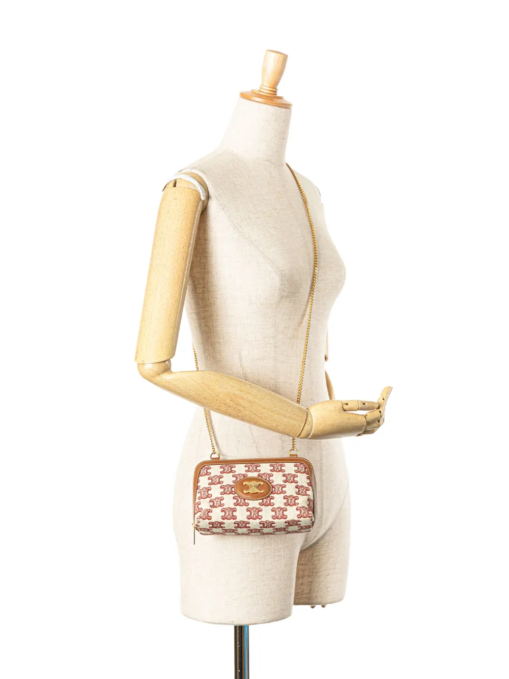 Céline Pre-Owned 2020 Triomphe Embroidered Canvas Clutch On Chain crossbody bag | Pre-Owned | Image 2