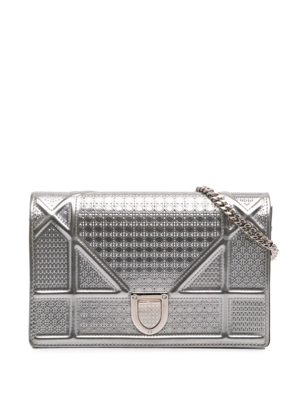 Christian Dior Pre-Owned 2017 メタリック パテント マイクロカナージュ ディオラマ ウォレットオンチェーン Christian Dior Pre-Owned 2017 メタリック パテント マイクロカナージュ ディオラマ ウォレットオンチェーン