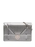 Christian Dior Pre-Owned 2017 Metallic Patent Microcannage Diorama Wallet on Chain crossbody bag - Silver