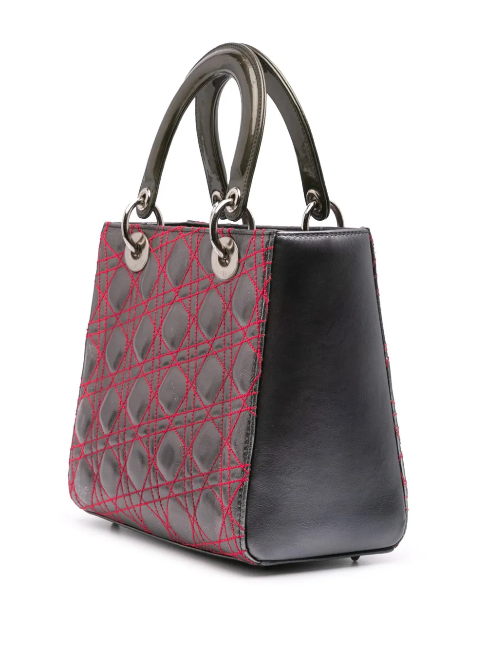 Pre-owned Dior 2011 Anselm Reyle Medium Metallic Lambskin Cannage Lady Satchel