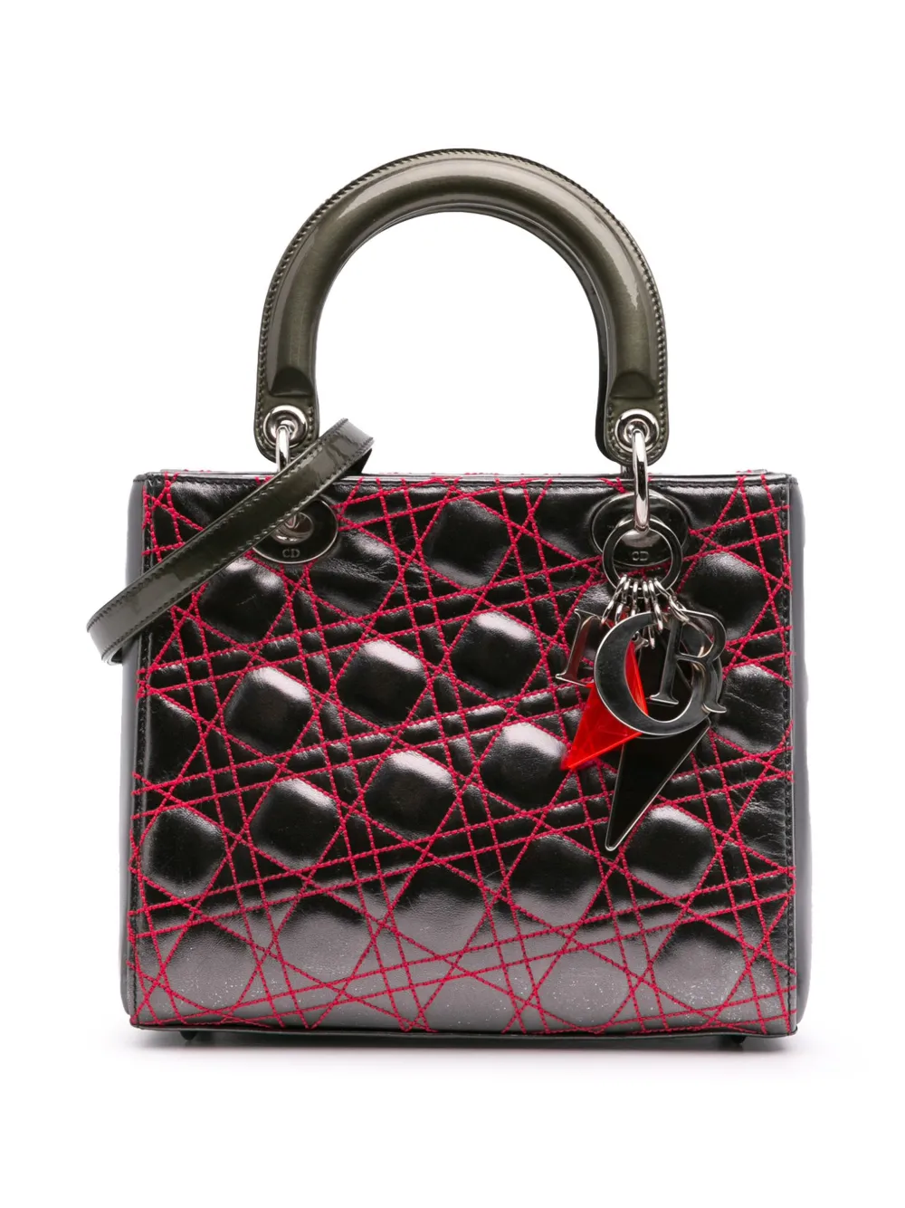 Christian Dior Pre-Owned 2011 アンセルム・ライル ミディアム メタリックラムスキン カナージュ レディ Christian Dior Pre-Owned 2011 アンセルム・ライル ミディアム メタリックラムスキン カナージュ レディ