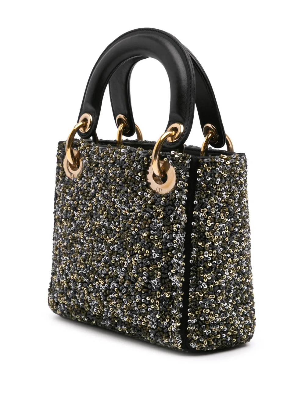Pre-owned Dior 2014 Mini Satin Sequin Embroidered Lady Satchel