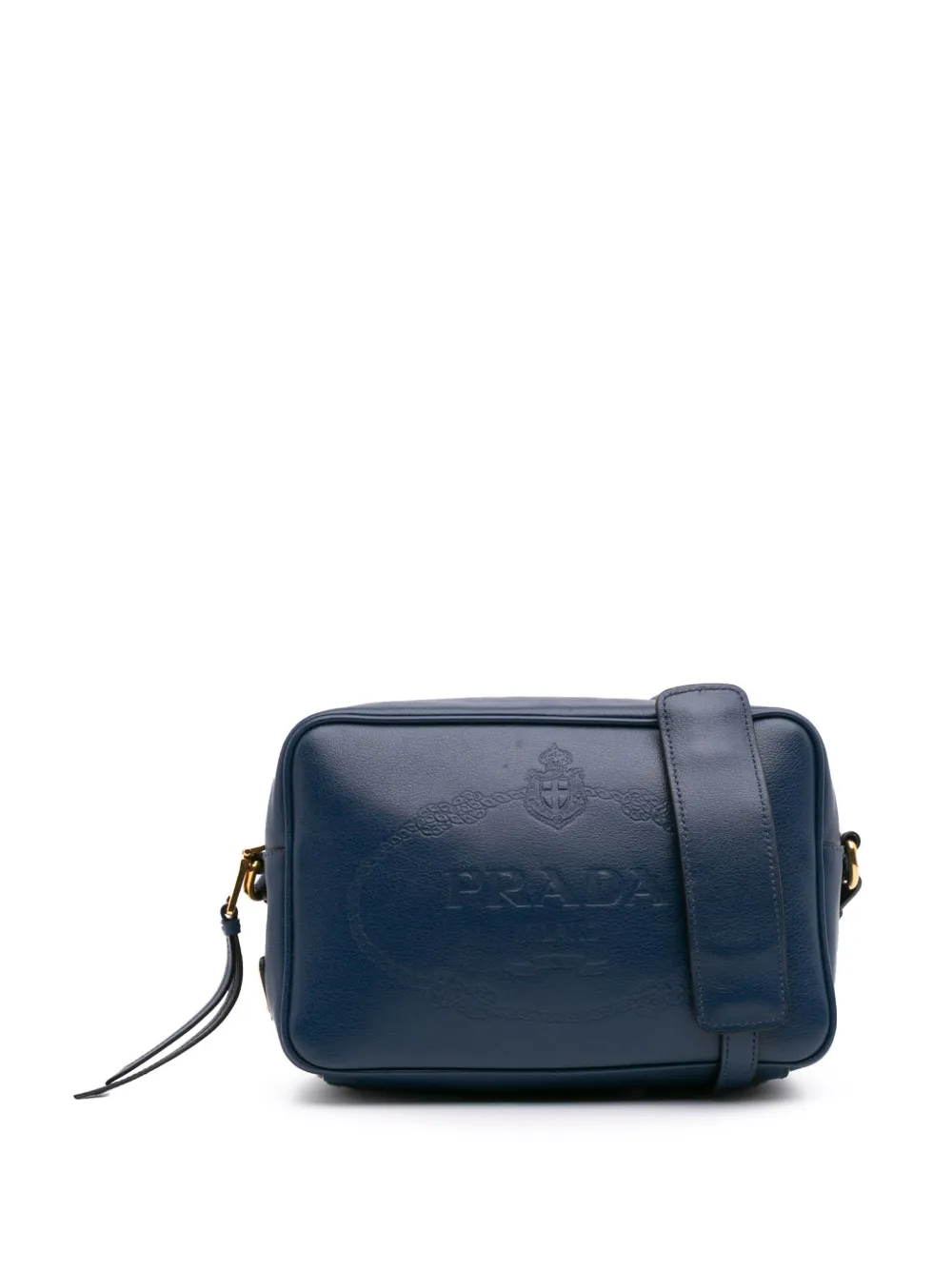 Prada Pre-Owned 2010-2024 グレースカーフ ロゴエンボス ショルダーバッグ - ブルー Prada Pre-Owned 2010-2024 グレースカーフ ロゴエンボス ショルダーバッグ - ブルー