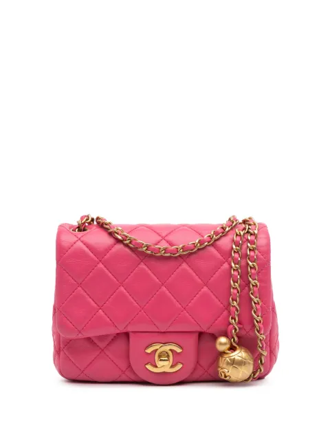CHANEL Pre-Owned 2020 Mini Square Classic Lambskin Pearl Crush Single Flap crossbody bag