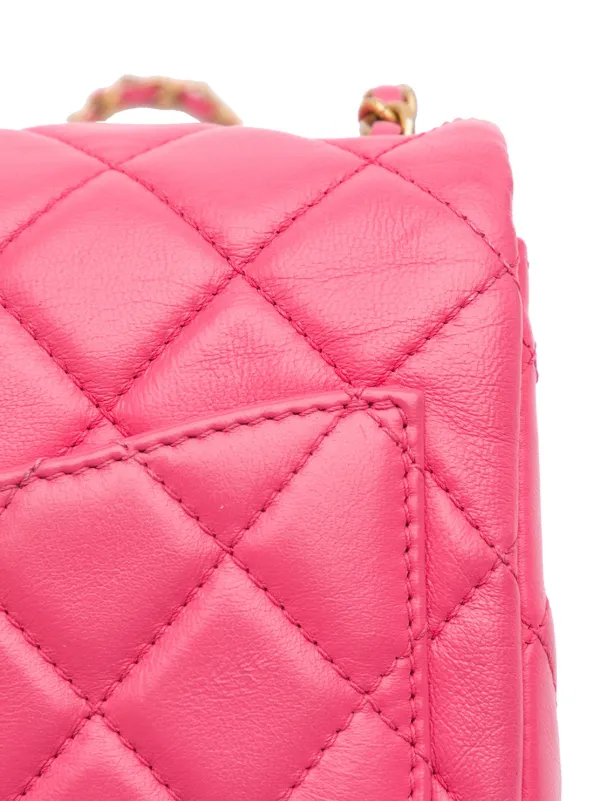 CHANEL Pre-Owned 2020 ミニ スクエア クラシック ラムスキン パール