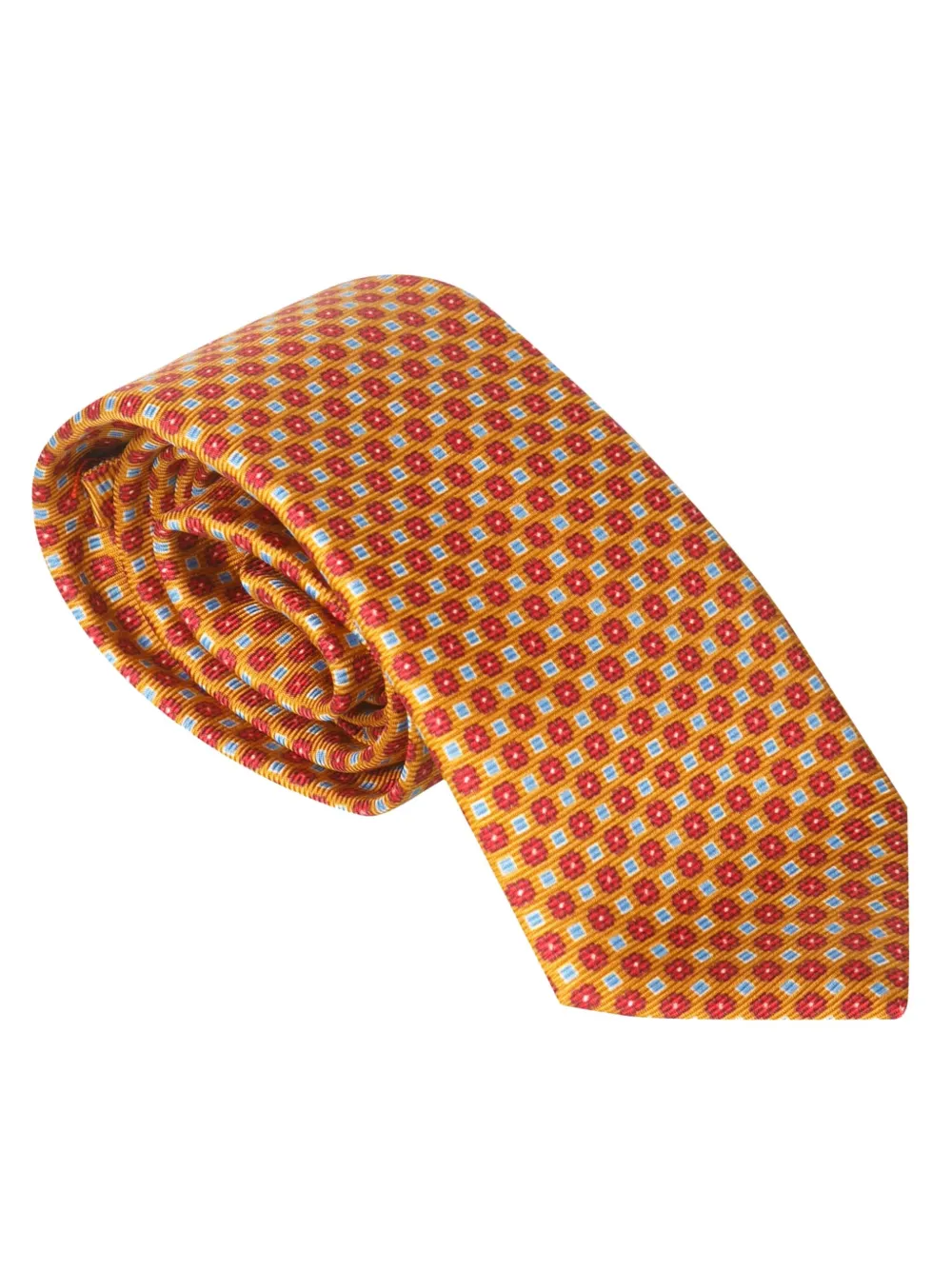 Kiton geometric-pattern silk tie - Oranje